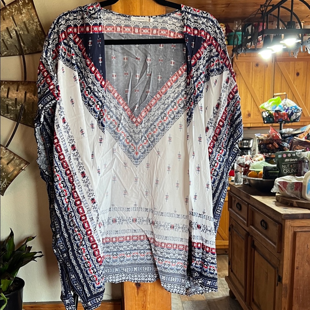 Maurices Gray and Red Patterned cardigan